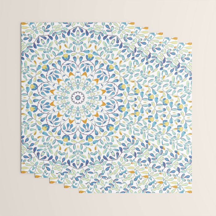 Beautiful Mint Green & White Moroccan Mandala Art Wrapping Paper Gallery Image 3