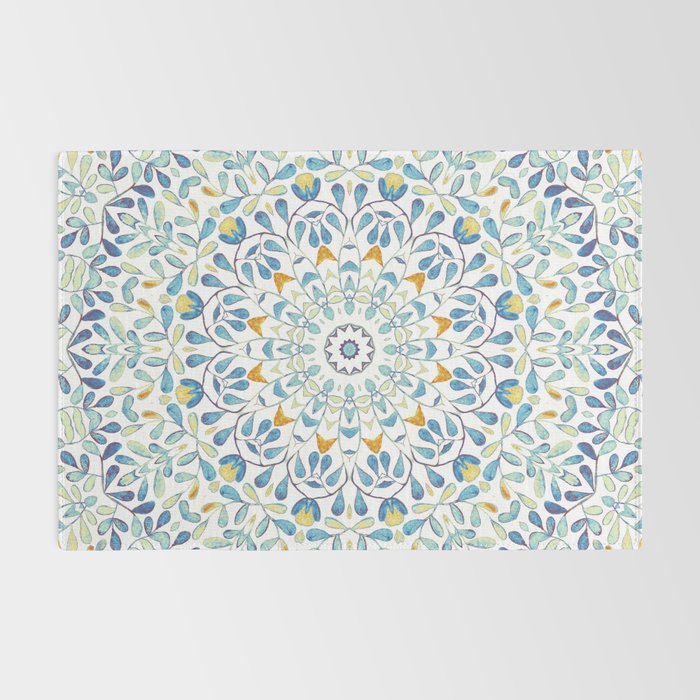 Beautiful Mint Green & White Moroccan Mandala Art Rug Gallery Image 2