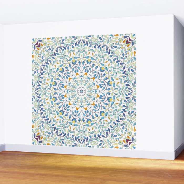 Beautiful Mint Green & White Moroccan Mandala Art Wall Mural Gallery Image 2
