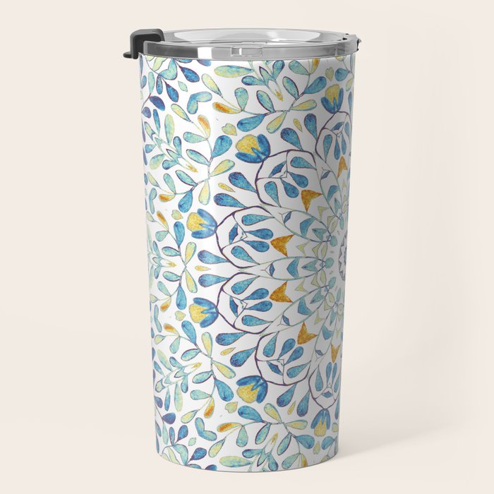 Beautiful Mint Green & White Moroccan Mandala Art Travel Mug Gallery Image 3