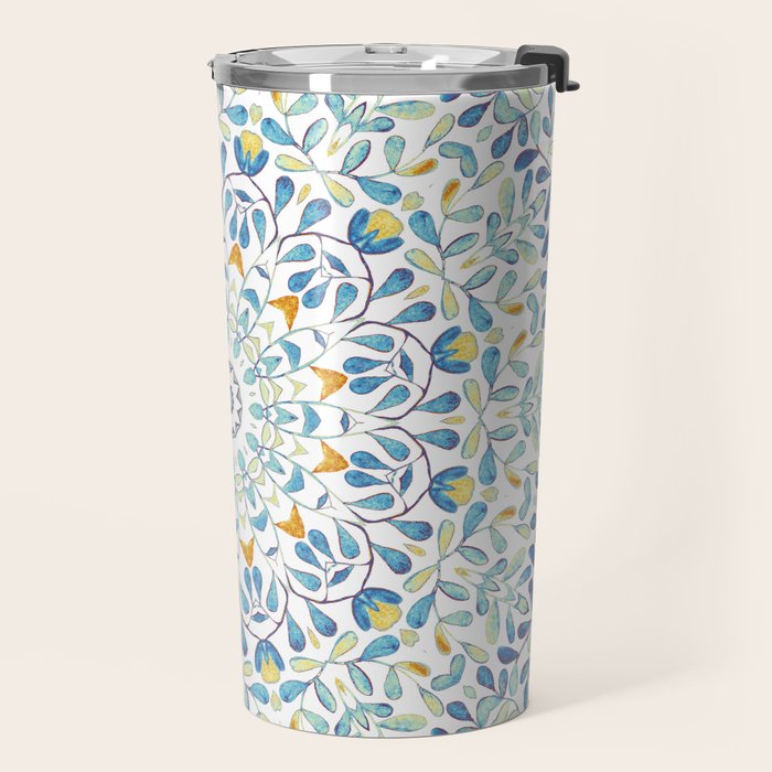 Beautiful Mint Green & White Moroccan Mandala Art Travel Mug Gallery Image 2