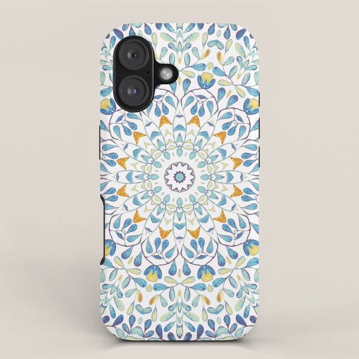 Beautiful Mint Green & White Moroccan Mandala Art iPhone Case Gallery Image 1