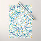 Beautiful Mint Green & White Moroccan Mandala Art Wrapping Paper Gallery Image 1