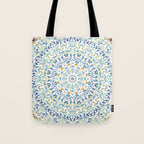 Beautiful Mint Green & White Moroccan Mandala Art Tote Bag Gallery Image 1