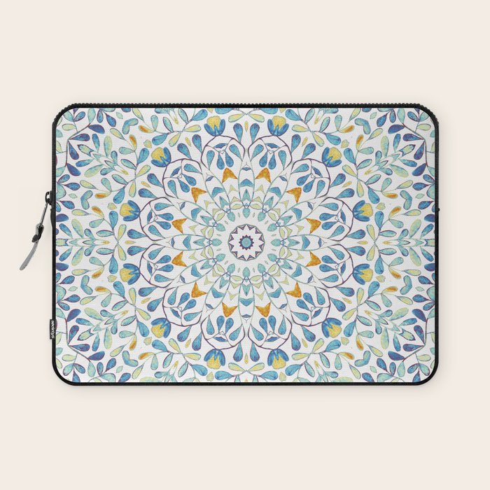 Beautiful Mint Green & White Moroccan Mandala Art Laptop Sleeve Gallery Image 1