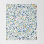 Beautiful Mint Green & White Moroccan Mandala Art Throw Blanket Gallery Image 2