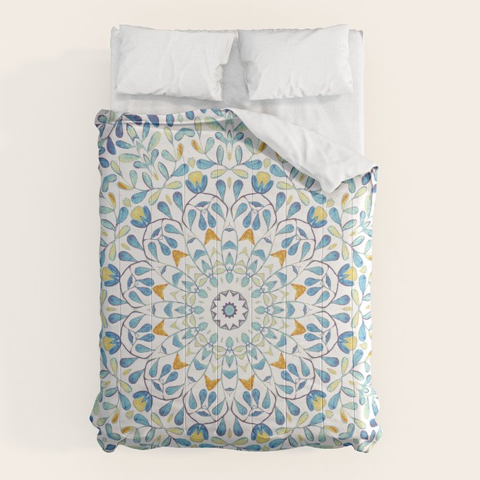 Beautiful Mint Green & White Moroccan Mandala Art Comforter Gallery Image 6
