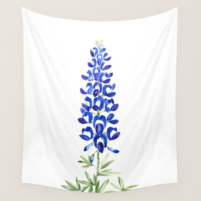 Texas bluebonnet in watercolor Wall Tapestry Gallery Image 4