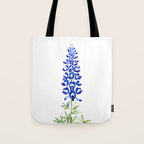 Texas bluebonnet in watercolor Tote Bag Gallery Image 1