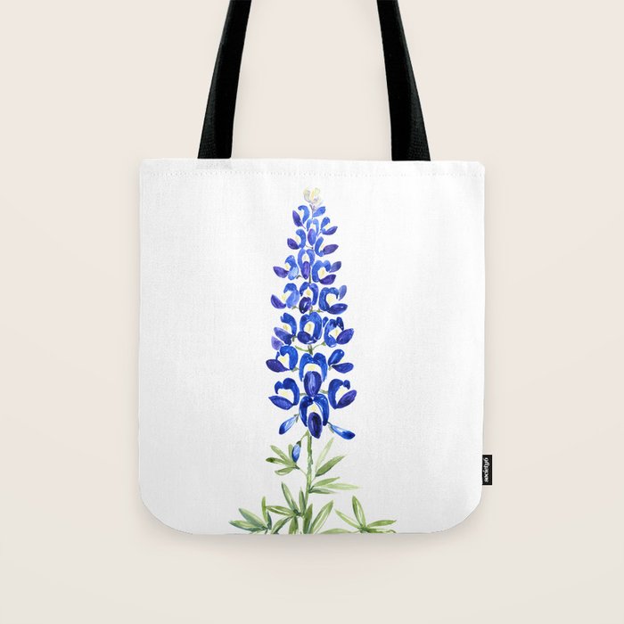 Texas bluebonnet in watercolor Tote Bag Gallery Image 1