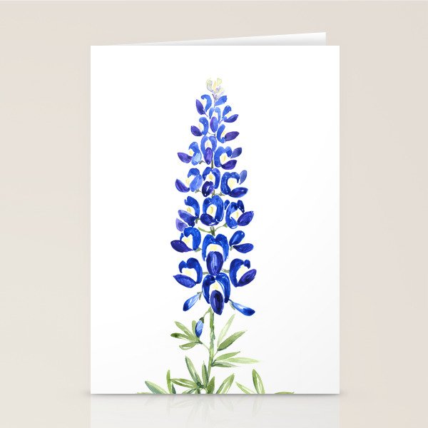 Texas bluebonnet in watercolor Stationery Card Gallery Image 1