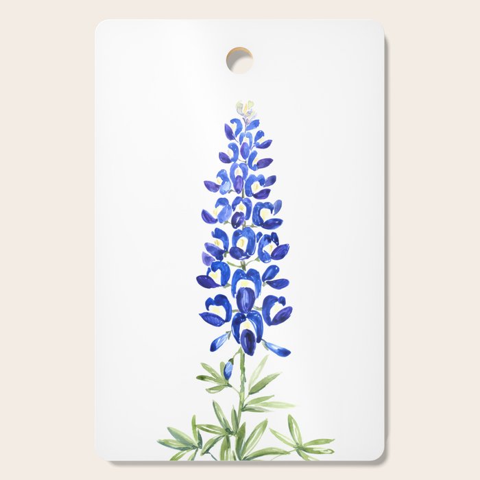 Texas bluebonnet in watercolor Cutting Board Gallery Image 1