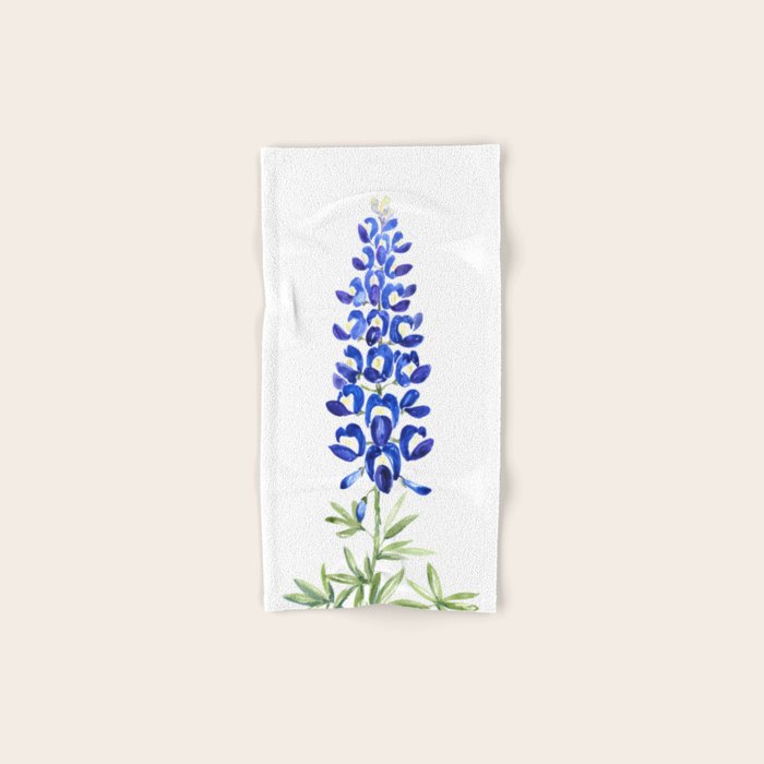 Texas bluebonnet in watercolor Bath Towel Gallery Image 1