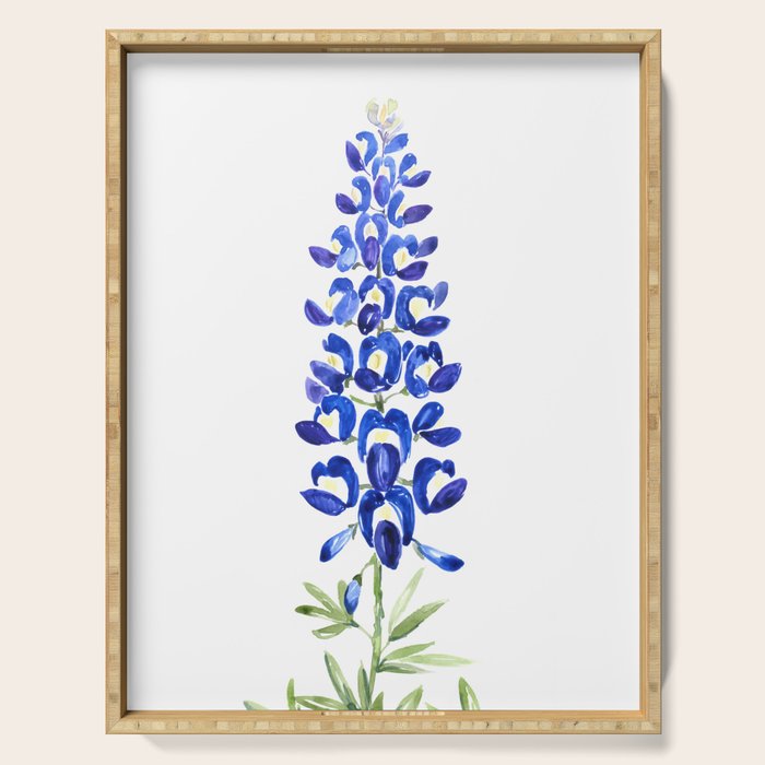 Texas bluebonnet in watercolor Serving Tray Gallery Image 1