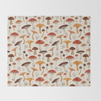 Mushroom Medley Pattern - Neutral Throw Blanket Gallery Image 2