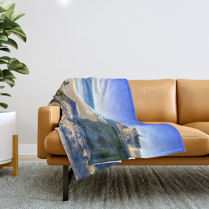 The Towers - Narragansett Town Beach, Rhode Island Throw Blanket Gallery Image 1