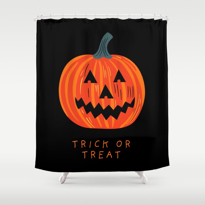 Happy Halloween funny pumpkin cartoon doodle Shower Curtain Gallery Image 1