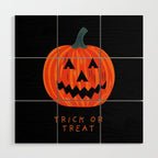 Happy Halloween funny pumpkin cartoon doodle Wood Wall Art Gallery Image 1