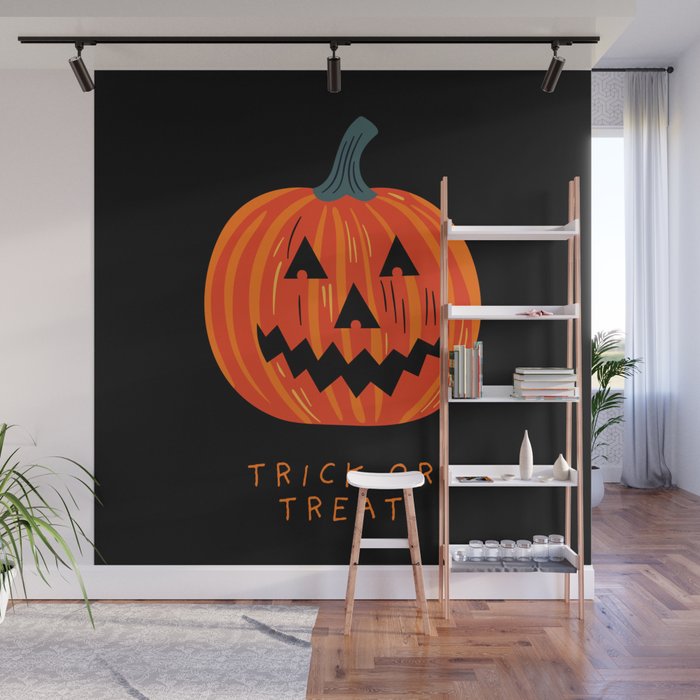 Happy Halloween funny pumpkin cartoon doodle Wall Mural Gallery Image 1