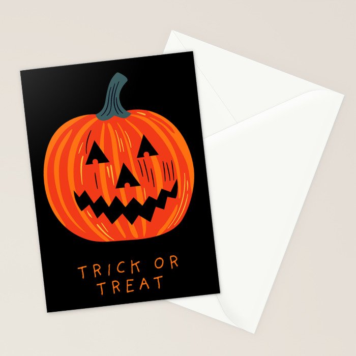 Happy Halloween funny pumpkin cartoon doodle Stationery Card Gallery Image 2