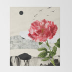 minimal collage/ landscape flower Throw Blanket Gallery Image 2