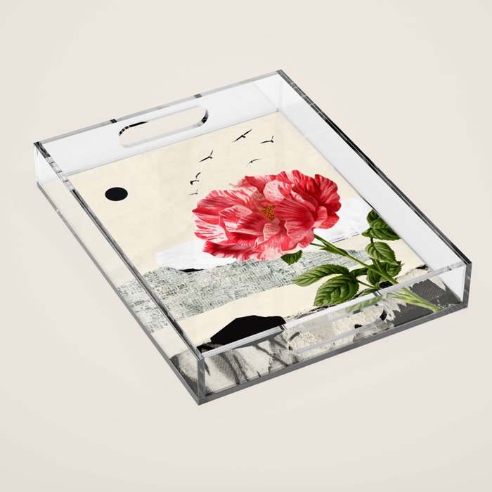 minimal collage/ landscape flower Acrylic Tray Gallery Image 1