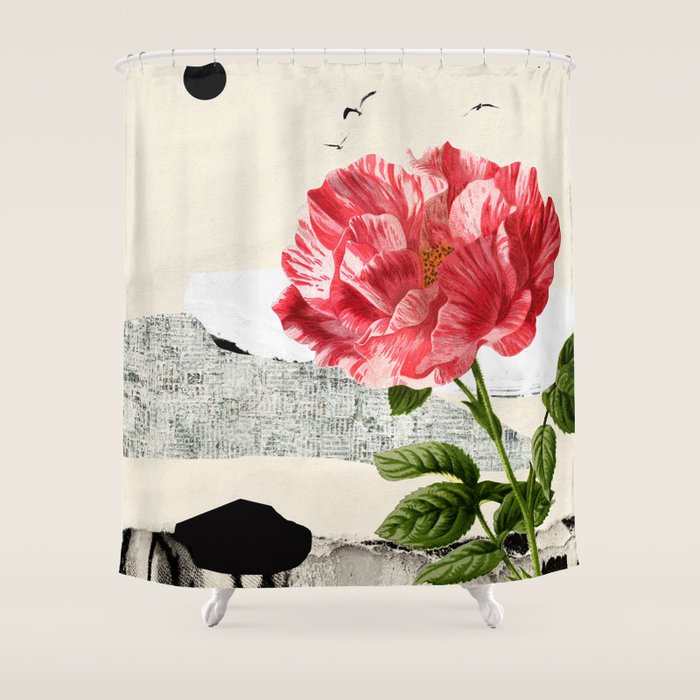 minimal collage/ landscape flower Shower Curtain Gallery Image 1