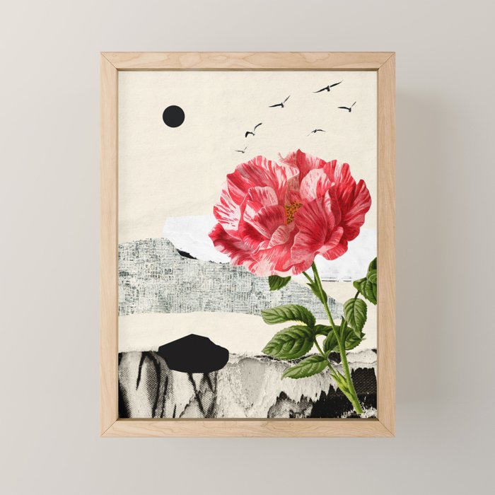 minimal collage/ landscape flower Mini Art Print Gallery Image 1