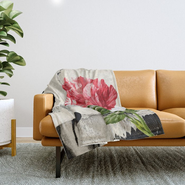 minimal collage/ landscape flower Throw Blanket Gallery Image 1