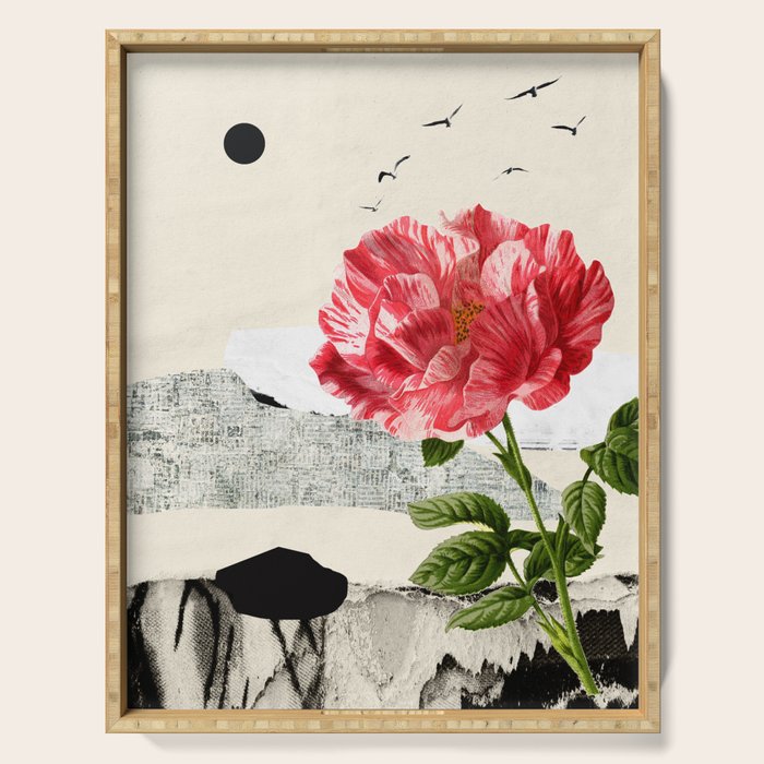 minimal collage/ landscape flower Serving Tray Gallery Image 1