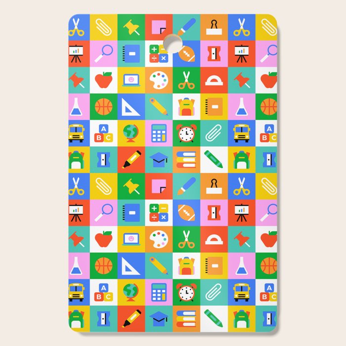 Colorful back to school geometric mosaic pattern Cutting Board Gallery Image 1