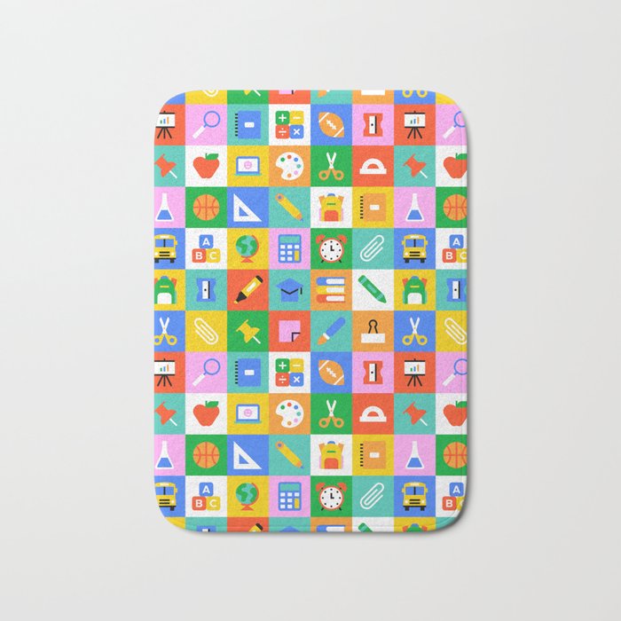 Colorful back to school geometric mosaic pattern Bath Mat Gallery Image 1