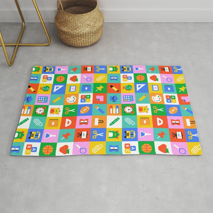 Colorful back to school geometric mosaic pattern Rug Gallery Image 1