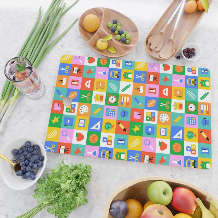Colorful back to school geometric mosaic pattern Cutting Board Gallery Image 2