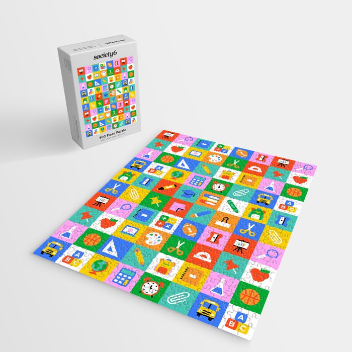 Colorful back to school geometric mosaic pattern Jigsaw Puzzle Gallery Image 2