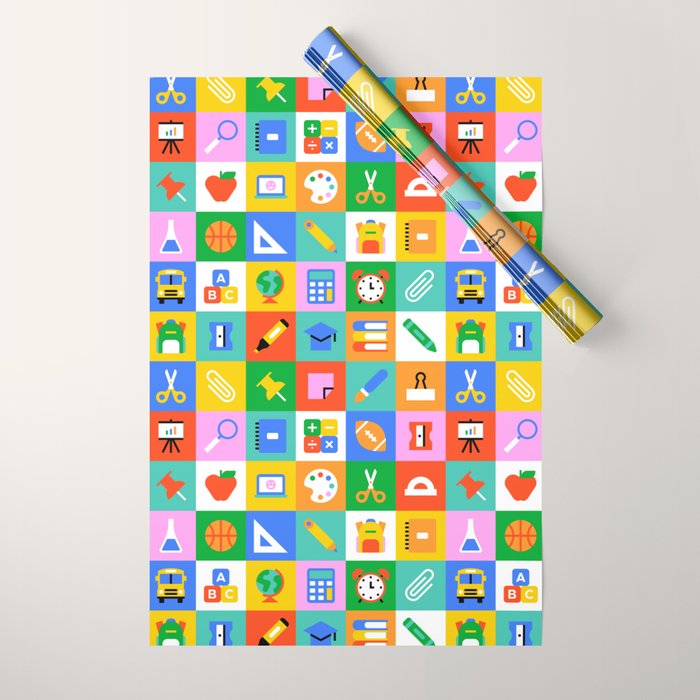 Colorful back to school geometric mosaic pattern Wrapping Paper Gallery Image 1