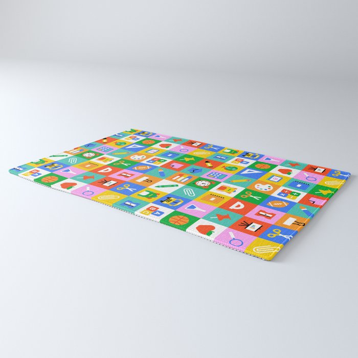 Colorful back to school geometric mosaic pattern Rug Gallery Image 3