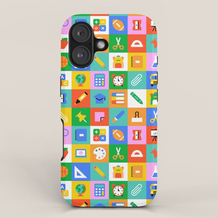 Colorful back to school geometric mosaic pattern iPhone Case Gallery Image 1