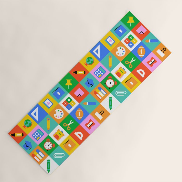 Colorful back to school geometric mosaic pattern Yoga Mat Gallery Image 1