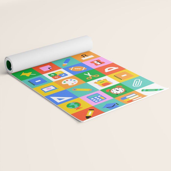 Colorful back to school geometric mosaic pattern Yoga Mat Gallery Image 2