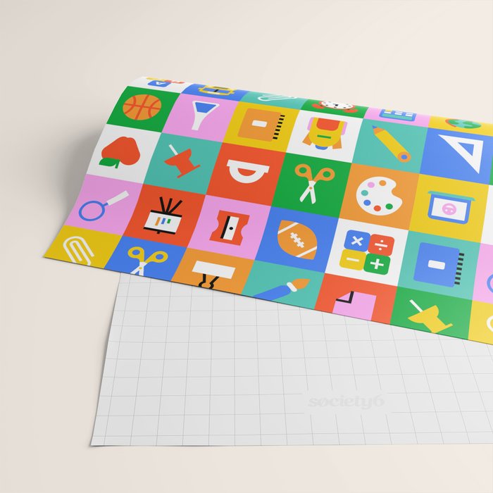 Colorful back to school geometric mosaic pattern Wrapping Paper Gallery Image 2