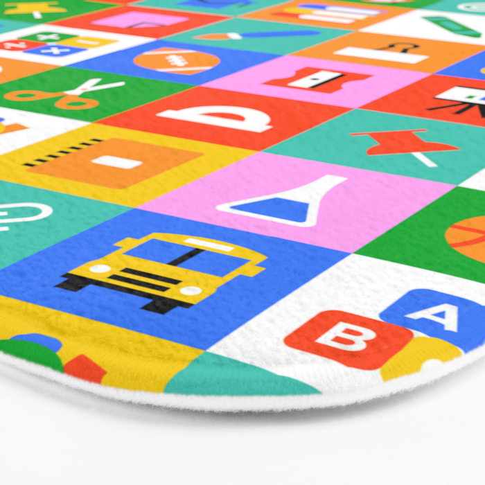Colorful back to school geometric mosaic pattern Bath Mat Gallery Image 3