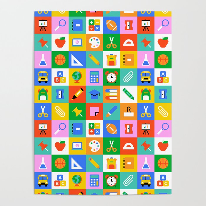 Colorful back to school geometric mosaic pattern Poster Gallery Image 4