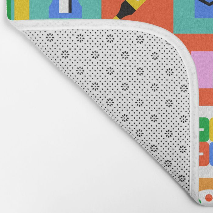 Colorful back to school geometric mosaic pattern Bath Mat Gallery Image 2