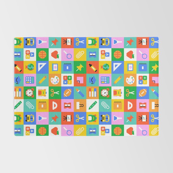Colorful back to school geometric mosaic pattern Rug Gallery Image 2