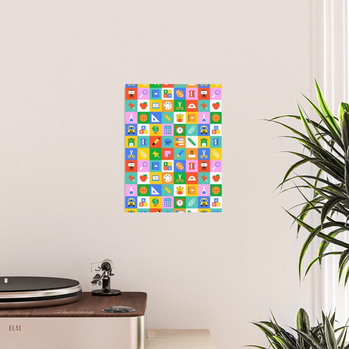 Colorful back to school geometric mosaic pattern Poster Gallery Image 2