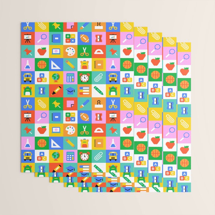 Colorful back to school geometric mosaic pattern Wrapping Paper Gallery Image 3