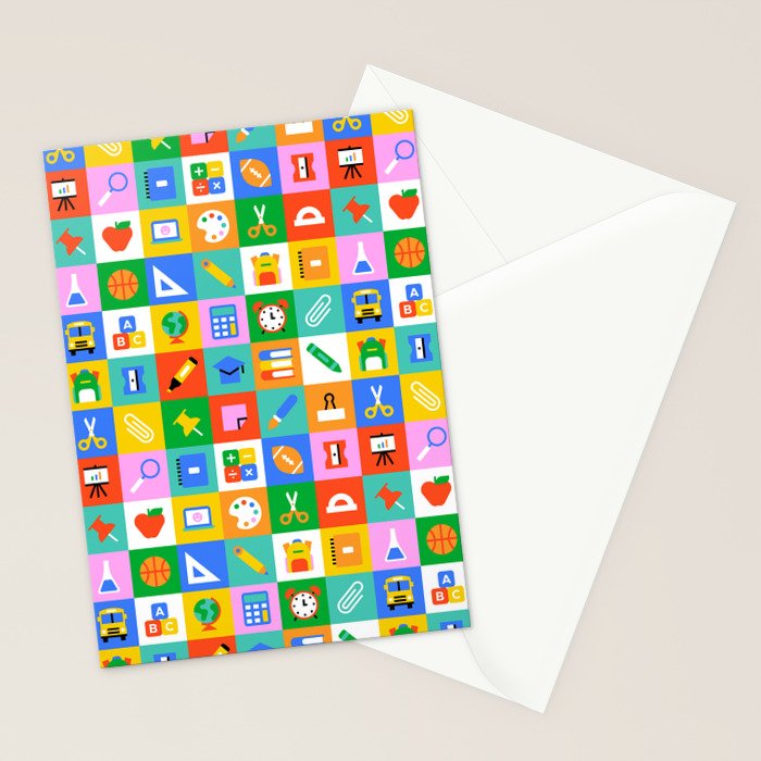 Colorful back to school geometric mosaic pattern Stationery Card Gallery Image 2