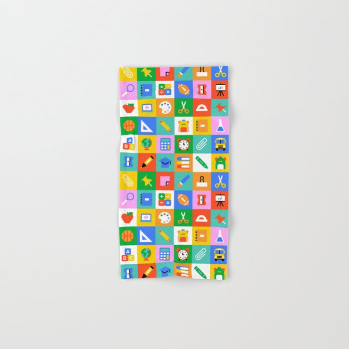 Colorful back to school geometric mosaic pattern Bath Towel Gallery Image 1