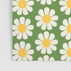 Retro Green Daisy Pattern Poster Gallery Image 3